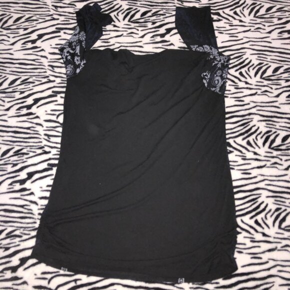 Y2K witchy floral quartersleeve top with rhinestones - Picture 2 of 5